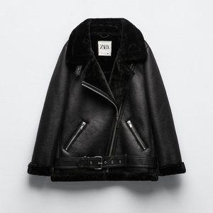 Zara double faced black moto jacket. Midsize